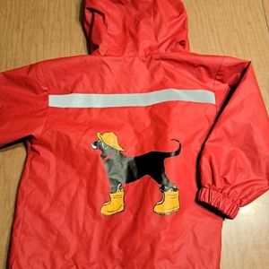 The Black Dog Red Hooded Raincoat  Jacket 18M, Unisex / Boy / Girl